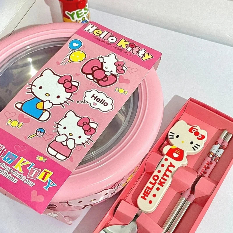 Cute Sanrio Hello Kitty Stainless Steel Ramen Bowl with Lid - Image 6