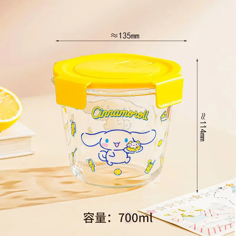 Sanrio Cartoon Kuromi, Hello Kitty & Cinnamoroll Anime Glass Lunch Box - Image 5