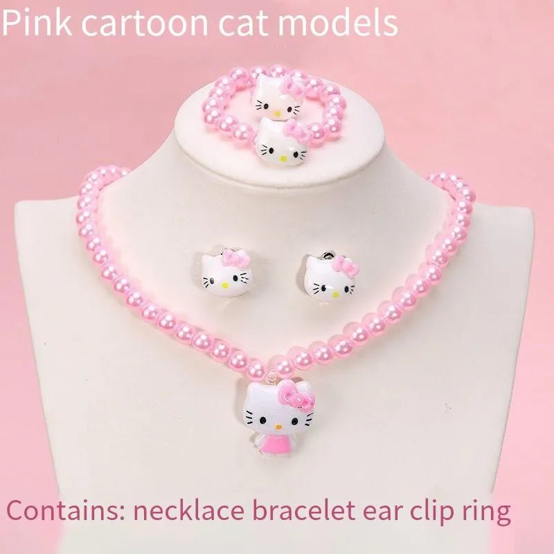 4pcs/set Sanrio Kawaii Hello Kitty Jewelry & Hair Accessory Set - Image 5