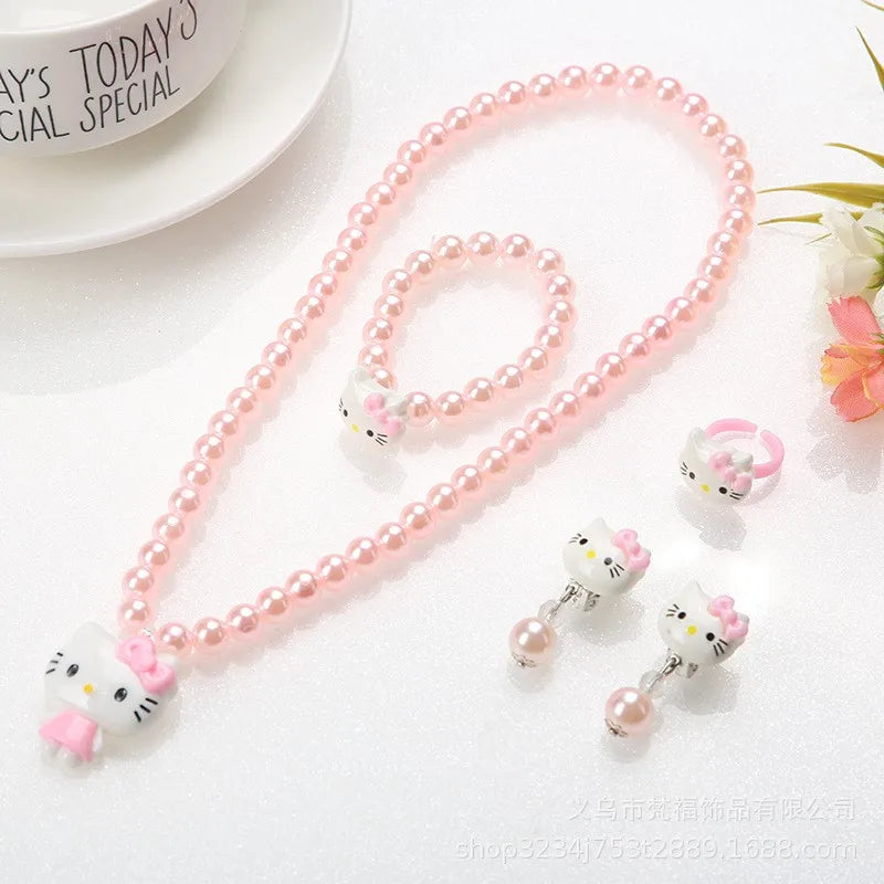 4pcs/set Sanrio Kawaii Hello Kitty Jewelry & Hair Accessory Set - Image 2