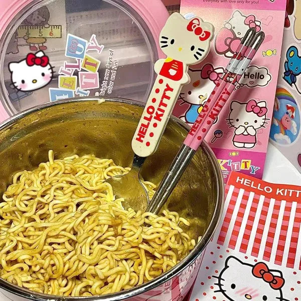 Cute Sanrio Hello Kitty Stainless Steel Ramen Bowl with Lid - Image 4