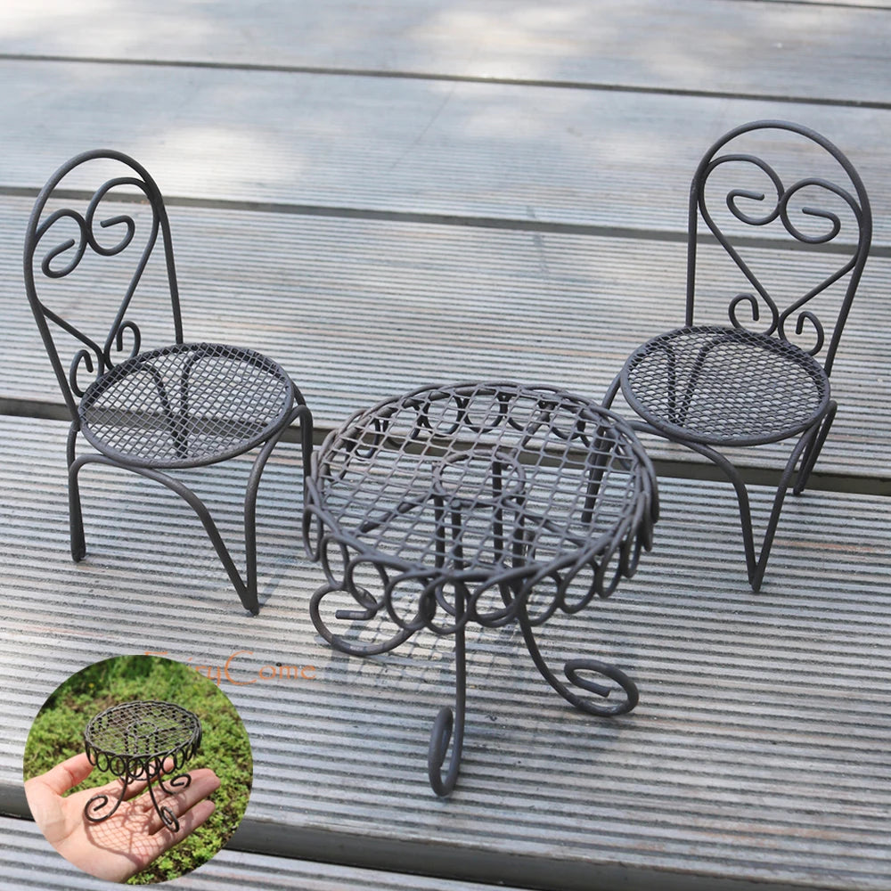 Miniature Fairy Garden Metal Table & Chairs Set - Image 44