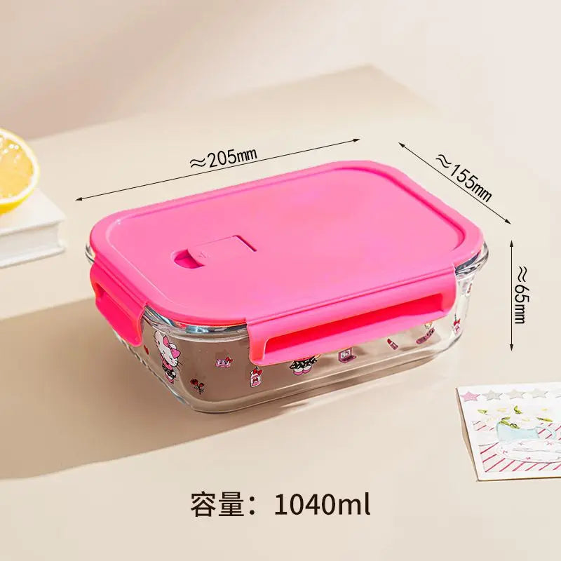 Sanrio Cartoon Kuromi, Hello Kitty & Cinnamoroll Anime Glass Lunch Box - Image 8