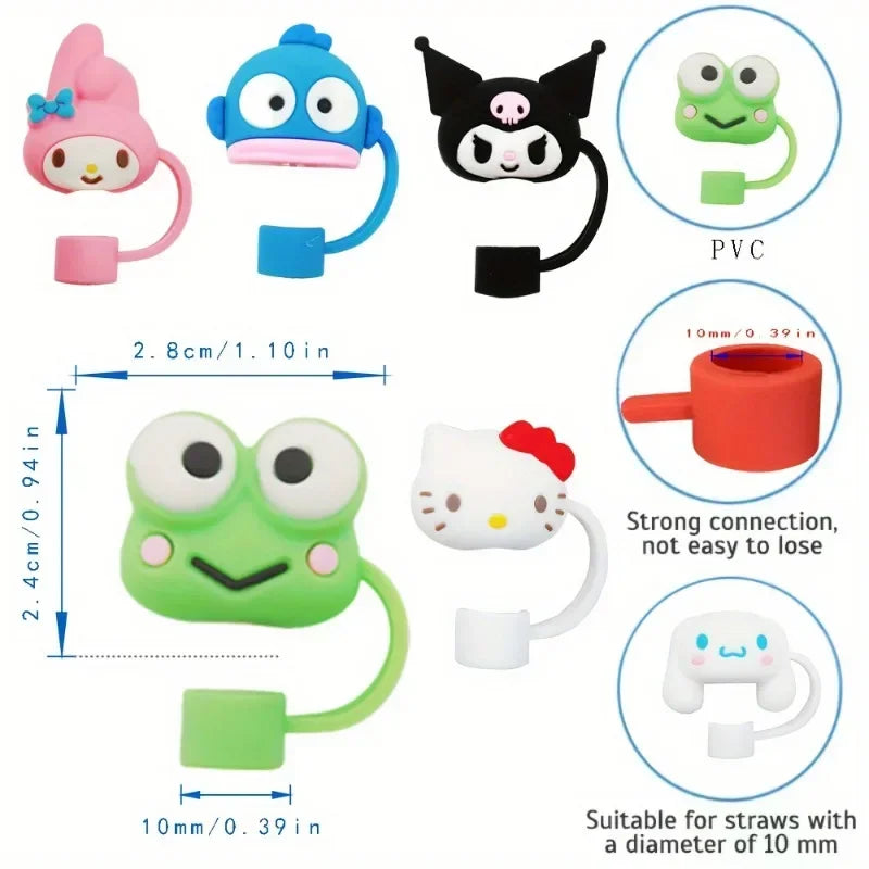 6pcs Sanrio Reusable Straw Toppers Set - Image 4