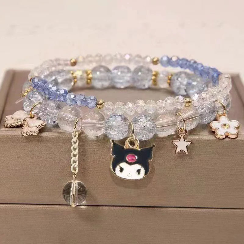 1PCS Kawaii Sanrio Kuromi & My Melody Crystal Beads Bracelet - Image 5