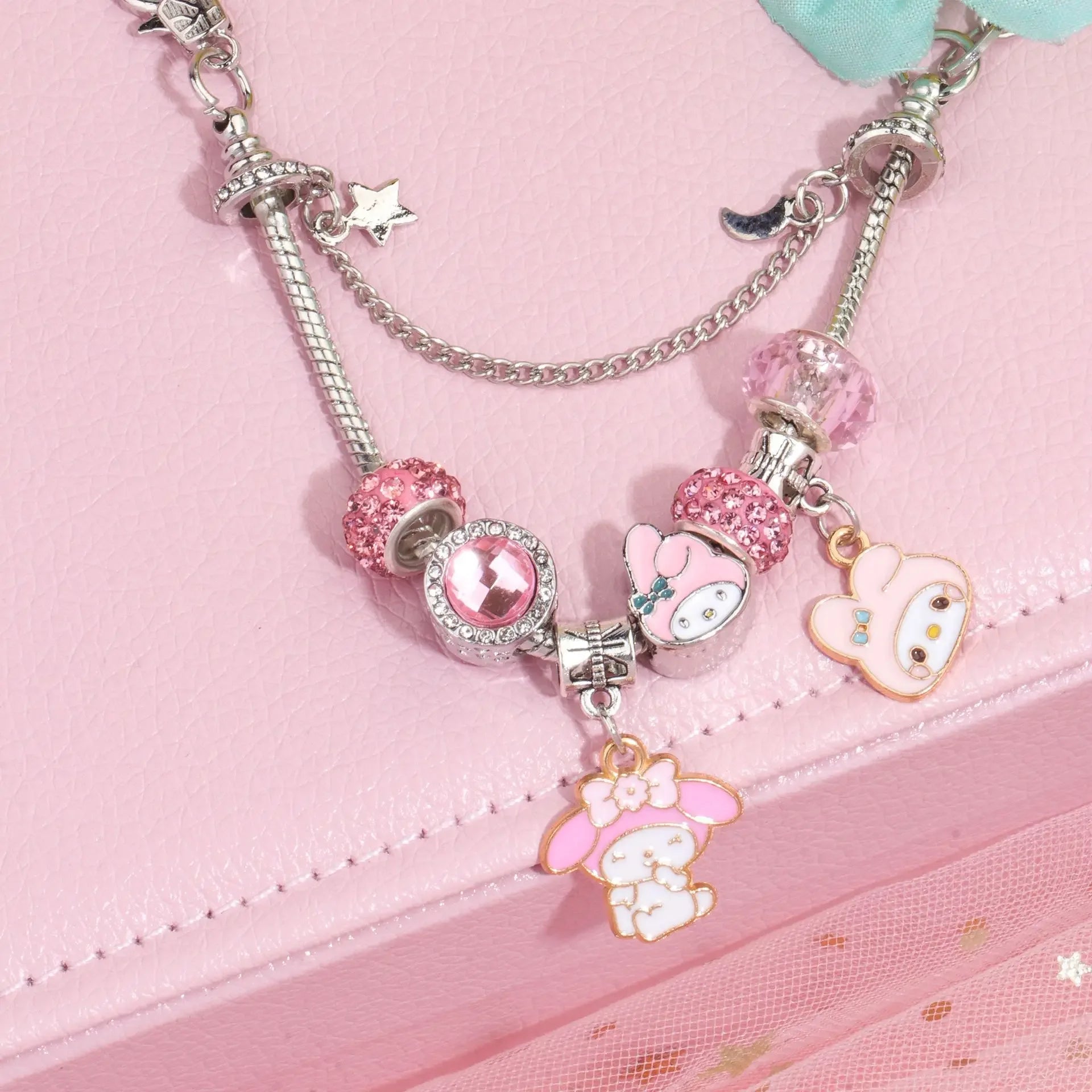 Cartoon Character Kuromi & Melody Adjustable Bracelet - Image 2